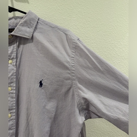Polo Ralph Lauren Purple White Plaid Button Down Collared Shirt Size 16.5 32-33 - Picture 4 of 16